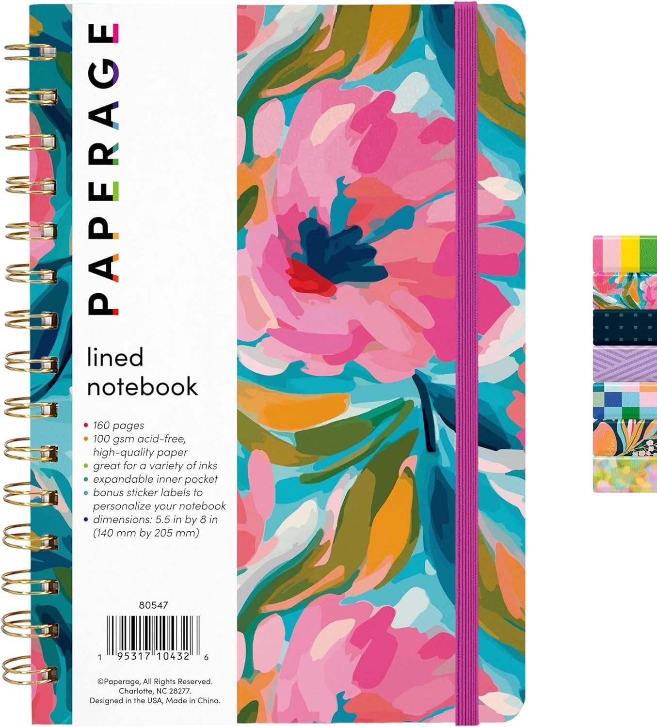 Painted Floral Hardcover Spiral Lined Journal Notebook